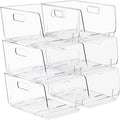 Sorbus Stackable Storage Bins Open Front, Clear Stackable Storage Bins, Pantry Bins for Storage and Organization, Acrylic Stackable Bins for Kitchen, Clear Pantry Organizer Bins (Medium 6 Pack)