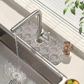 Grey Ceramic Printing Sink Splash Guard Ceramic Texture Faucet Absorbing Mat Fast Drying Mat Sink Gadgets Splash Guard Behind Faucet Drip Catcher for Kitchen Bathroom, 15.5"x5.5"