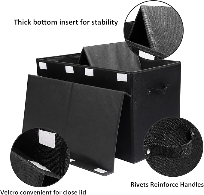2 Pack Large Toy Box Chest Storage with Flip-Top Lid, Collapsible Kids Toy Storage Bin Boxes s for Toys, Playroom Organizers, 25"x13" x16" (Linen Black)