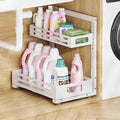 1 Pack Under Sink Organizer,Pull Out Cabinet Organizer with Smooth Cylindrical Rail,Metal Slide Out Drawer for Kitchen Bathroom Laundry Cabinet,8-Level Tool Free Height Adjustable-White