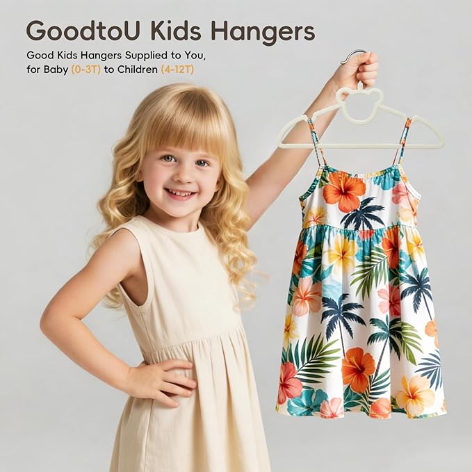 GoodtoU Velvet Hangers 50 Pack - Baby Hangers for Closet, Space Saving Kids Plastic Hangers for Toddler Infant Childrens Small Child Nursery Pants Clothes Organization 12.8 Inch