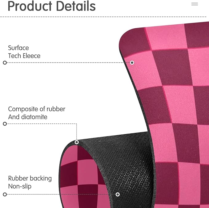 Checkered Hot Pink Kitchen Sink Splash Guard Sink Faucet Mat Faucet Handle Drip Catcher Drain Mats for Kitchen Bathroom Countertop Absorbent Dish Drying Pad 2Pack 30x5.4IN
