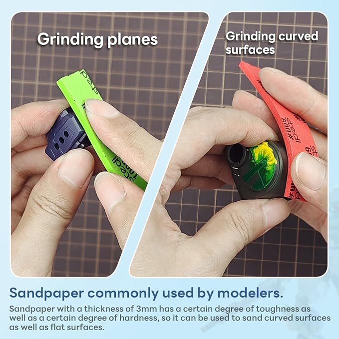 stedi Sanding Sponge for Model Gundam Building,3mm Hobby Model Tools Hand Sanding Block Waterproof Wet Dry Reuse #1000#1200#1500 Grit Sandpaper, 30 Sheets