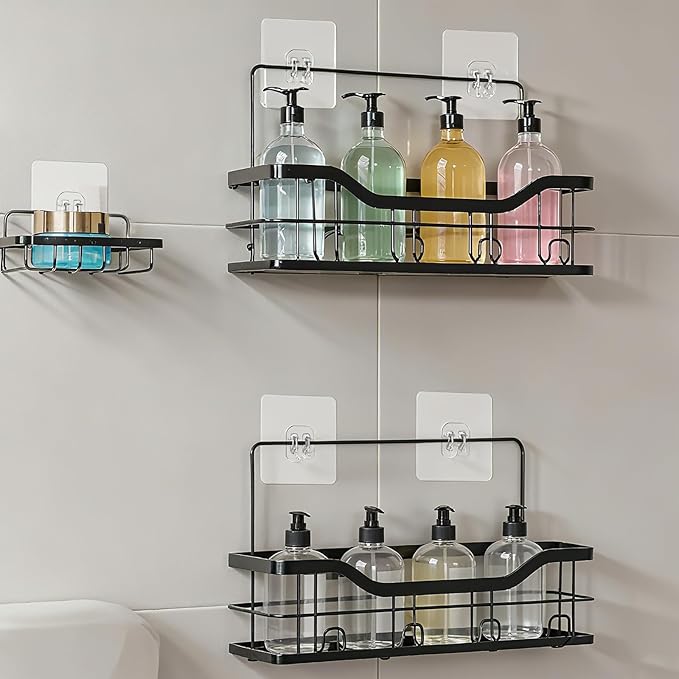 MBAIY0 Shower Caddy Adhesive Replacement, 15 Pack Strong Shower Shelf Adhesive Hooks for Bathroom Storage Shelves and Kitchen Racks