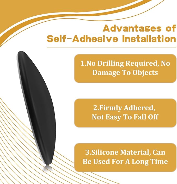 JULBEAR Door Stopper Wall Protector, Door Knob Stoppers with Strong Back Adhesive, Quiet, Shock, Absorbent Silicone, Doors Handle Bumpers Wall Surfaces Protector (12, Black)