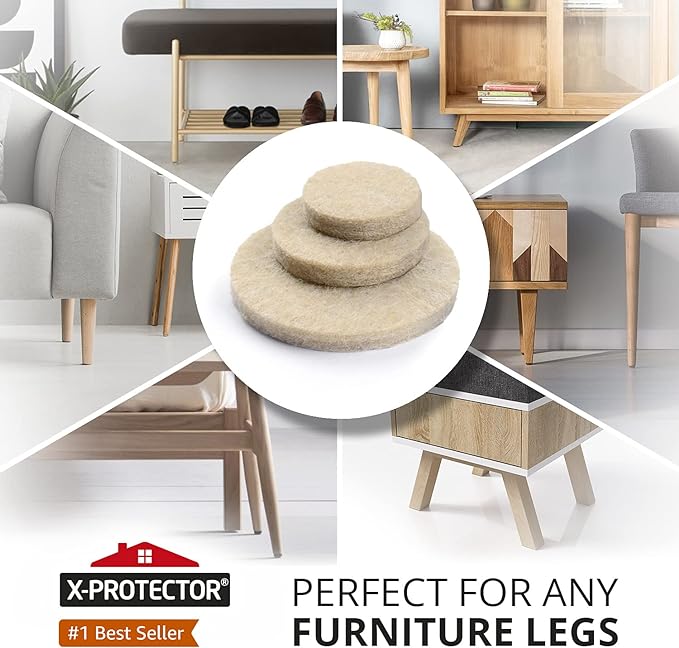 Felt Furniture Pads X-PROTECTOR 181 PCS Premium Furniture Pads - Felt Pads Furniture Feet Best Wood Floor Protectors - Protect Your Hardwood & Laminate Flooring!