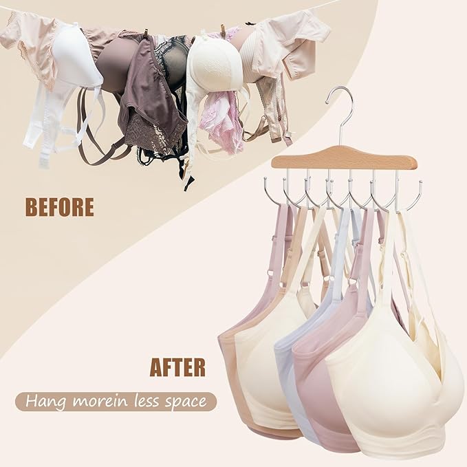 VWV 4-Pack Bra Hangers and tie Hangers with 48 Hooks and 360° Rotating Design, Perfect for Dormitories and Apartments, Perfect for Storing Vests, Hats, Ties, Scarves, etc.