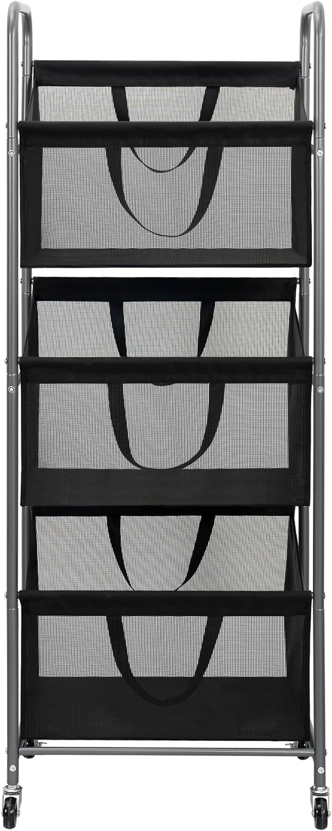 STO STO 3-Tier Vertical Rolling Laundry Hamper with Removable Bags, 120L Stackable Laundry Sorter Basket, Clothes Hamper with Wheels for Small Spaces, Closet, Bedroom, Bathroom, Laundry Room, Black