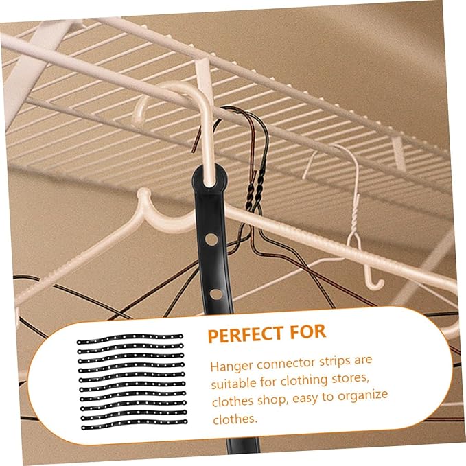 10 pcs Plastic Hanger Display Strips for Clothing Stores Space Saving Hanger Connectors Classic Black Plastic Strips for Organizing and Displaying Clothes Multipurpose and Sturdy