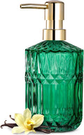 EMPO Clear Glass Soap Dispenser with ABS Plastic Pump, Crystal Lotion Dispensers for Kitchen Sink, Bathroom (Vintage Jade)