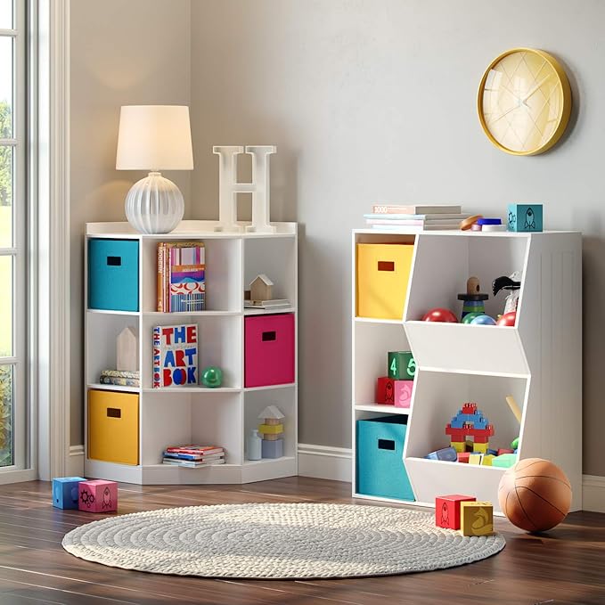 RiverRidge Folding Storage Bins with Handles Turquoise Cube Storage Organizer for Closet, Bedroom & Playroom - Closet Organizers and Storage Set of 2