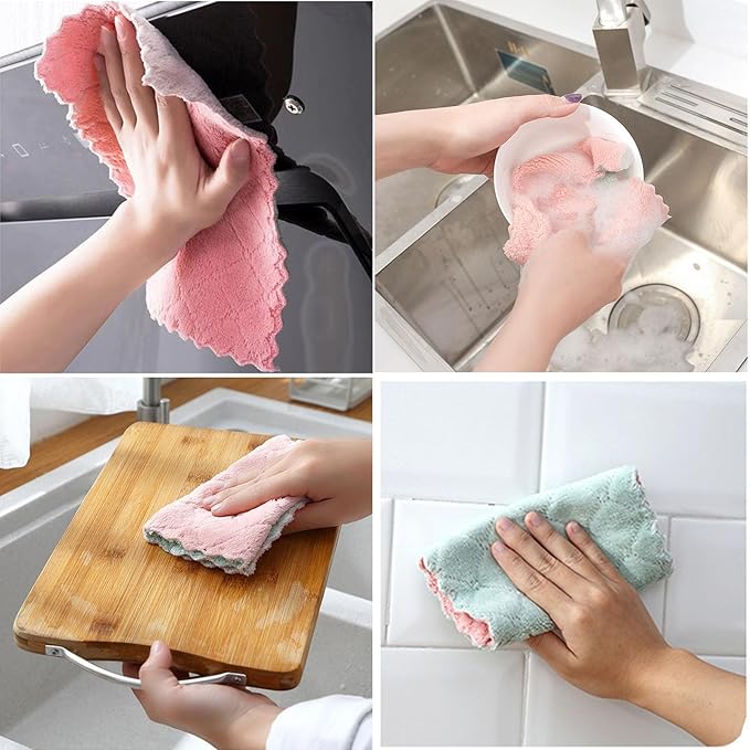 24 Pack Cleaning Cloth Kitchen Cloth, Dish Towels Super Absorbent Coral Velvet Dishtowels, Microfiber Premium Soft Tea Towels, Quick Dry Rags, Multipurpose Reusable Washcloths, Non-Stick Oil Cloths.