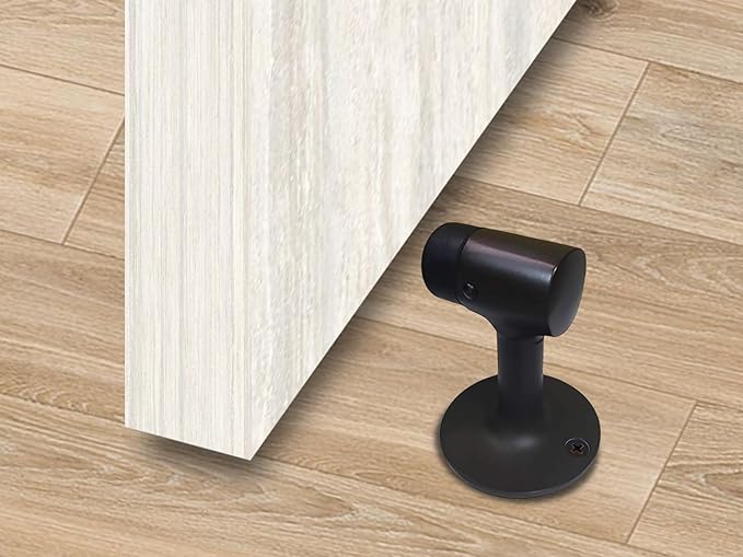 QCAA Solid Brass Door Stop, 3", Height, ORB(Oil-Rubbed Bronze), 2 Pack