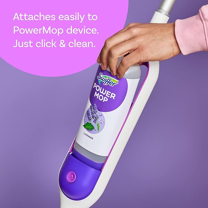 Swiffer Power Mop Refill Pack, Floor Cleaner for Mopping Tile, Vinyl, Laminate, Wood in Home, Bathroom, Kitchen, All Purpose Multi-Surface Cleaning, 5 Pads + 1 Lavender Solution (Pack of 2)
