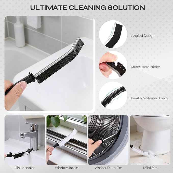 Navatiee 14PCS Crevice Cleaning Brush Set, Hard Bristle Scrub Brushes for Deep Cleaning Grout & Sink, Multifunctional Crevice Cleaning Tool for Bathroom Kitchen Corners, Bottle, Teapot, Blender