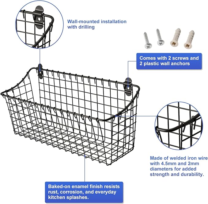 Wall Mounted Iron Spice Rack – Large Grey Painted Kitchen Wall Shelf & Seasoning Organizer for Jars, Condiments & Spices – 40cm W × 14cm D × 18.5cm H Floating Pantry Storage Rack with Screw Mount