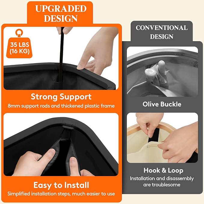 Lifewit 85L Plastic Laundry Basket with Lid, Large Clothes Hamper with Wheels and Removable Bag, Tall Collapsible Rolling Storage Bin for Dorm Bedroom Bathroom, Black