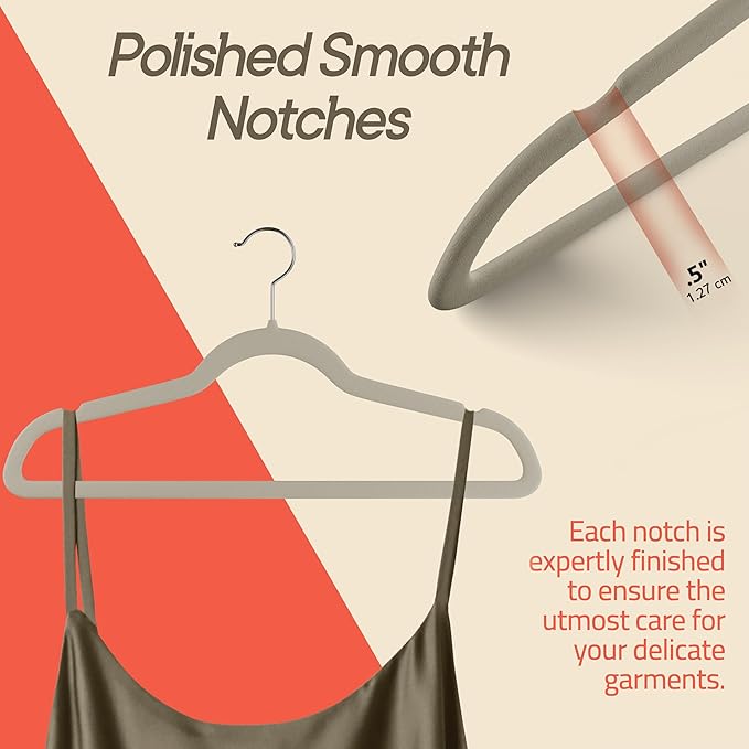 Ivory Velvet Hangers 120 Pack – 360° Swivel Hook, Non-Slip and Space Saving Hangers, Heavy-Duty 11 lbs Weight Capacity - Smooth Velvet Finish for Crease-Free Clothes and Effortless Closet Organization