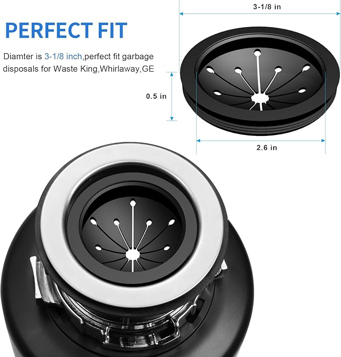 RQYEKDO Garbage Disposal Splash Guard,1 Pack 3 1/8 Inch Sink Baffle Disposer Drain Splash Guard Collar EPDM Rubber Upgraded Replacement Quiet Cover for Waste King, Whirlaway, GE Disposer
