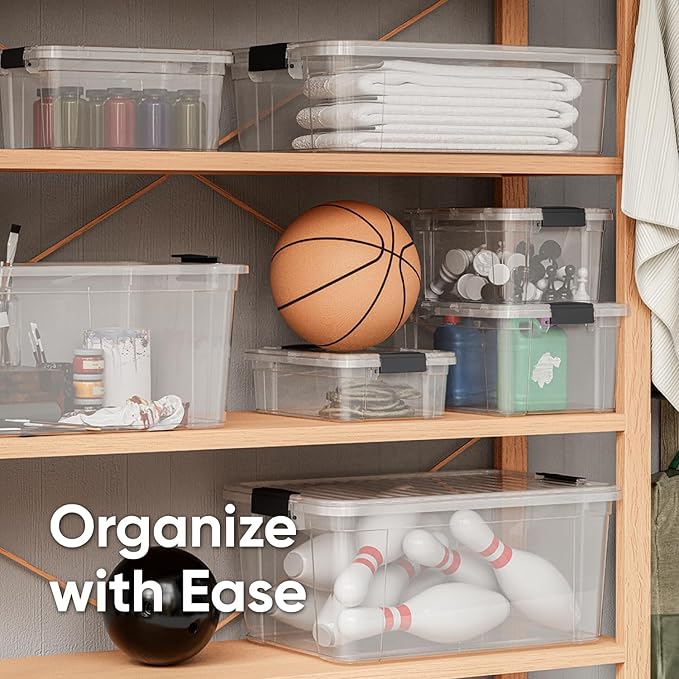Superio Clear Storage Boxes with Lids, 4.5 Quart Plastic Container Bins for Organizing, Stackable Crates, BPA Free, Non Toxic, Odor Free, Organizers for Home, Office and Dorm, 3 Pack