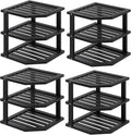 3 Tier Bamboo Corner Shelf(4 Pack),Dish Drying Rack,Plate Organizer,Kitchen Spice Rack for Countertop and Cabinet(Black)