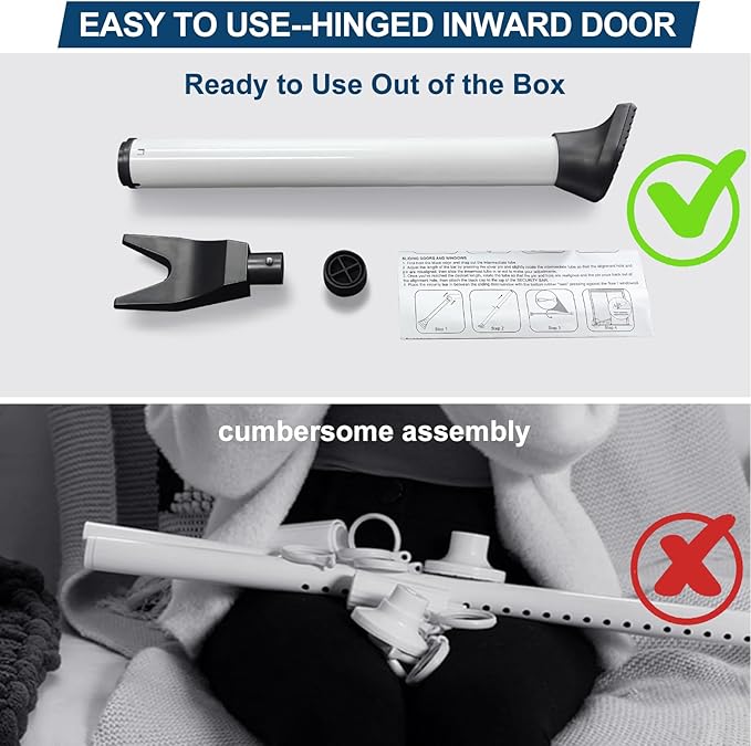 Rerishom Door Security Bar, Door Stoppers Security bar,Heavy Duty Door Lock Security Door Jammer Door Stopper for Apartment, Hotel Room,Screen Door Hardware, 1 Pack
