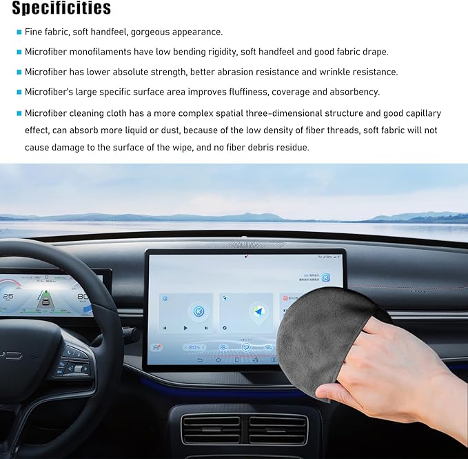 Car Screen Cleaner, Microfiber Auto Screen Cleaning Pad, Foldable Touch Screen Cleaner Cloth for Vehicle Dashboard LCD Display, Interior Car Accessories