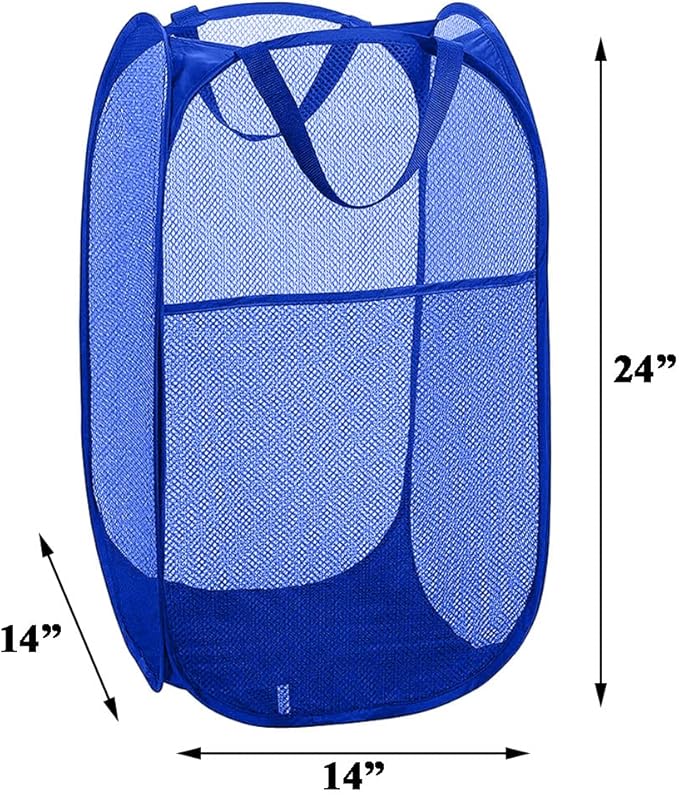 Mesh Laundry Hamper, Pop Up Laundry Basket, Collapsible Clothes Storage Bin for Bedroom, Dormitory, Apartment, Royal Blue