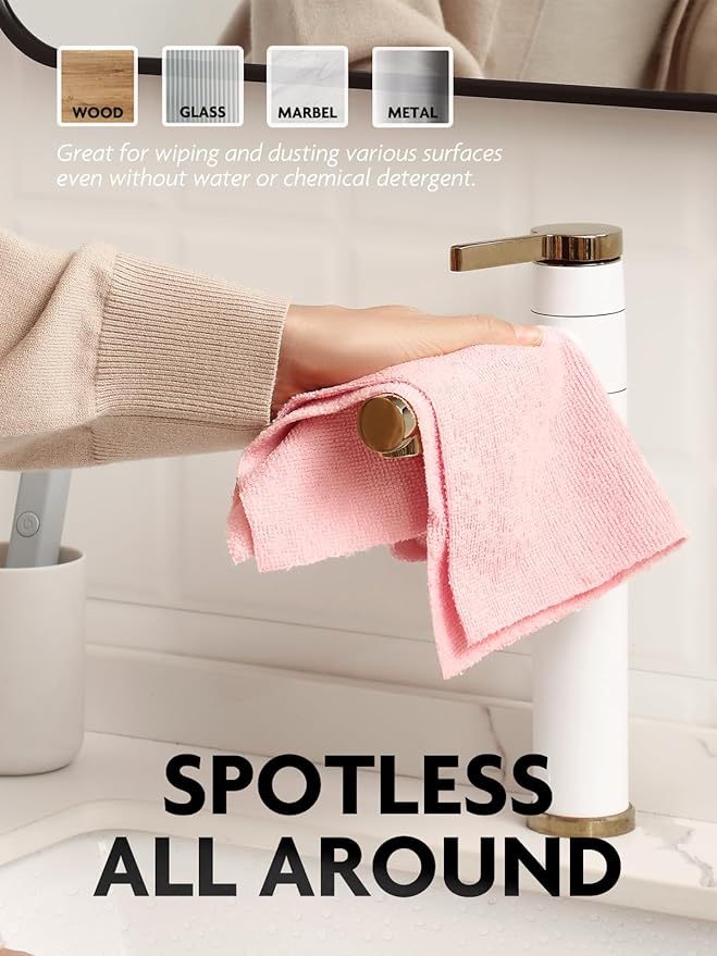Fantasticlean Microfiber Cleaning Cloth Roll -150 Pack, Tear Away Microfiber Towels, 12" x 12", Reusable, Washable, Ultra Absorbent Dishcloth for All-Around Cleaning Supplies (2 Rolls of Pink)