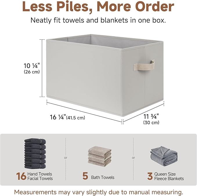 StorageWorks Storage Baskets for Shelves, Fabric Storage Bins, Closet Organization and Storage Baskets, Organizer Bins for Clothes, Light Gray, Extra Large, 3-Pack