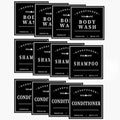 12PCS Bathroom Labels for Soap Dispenser, Removable Bathroom Organization Labels, Waterproof Bottle Labels for Shampoo Conditioner Body Wash (Black)