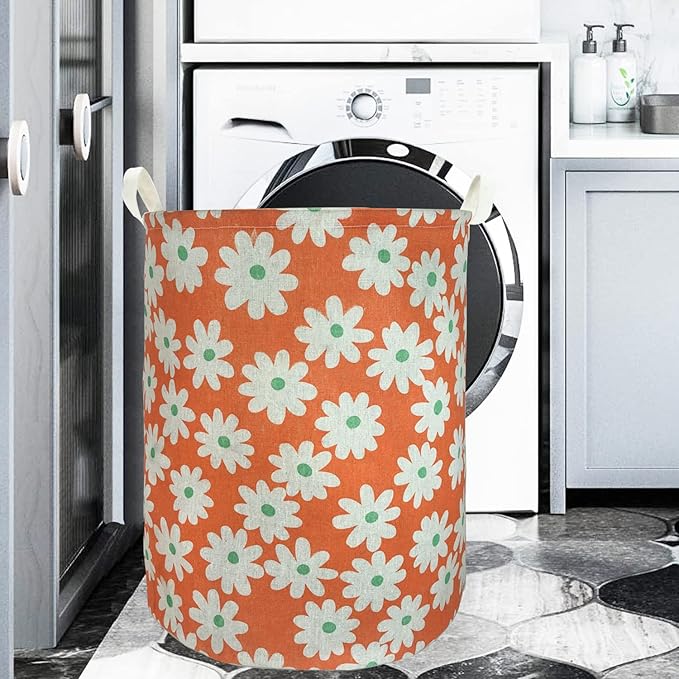 Merdes 19.7’’ Waterproof Foldable Laundry Hamper, Dirty Clothes Laundry Basket, Linen Bin Storage Organizer for Toy Collection (Little Flower)