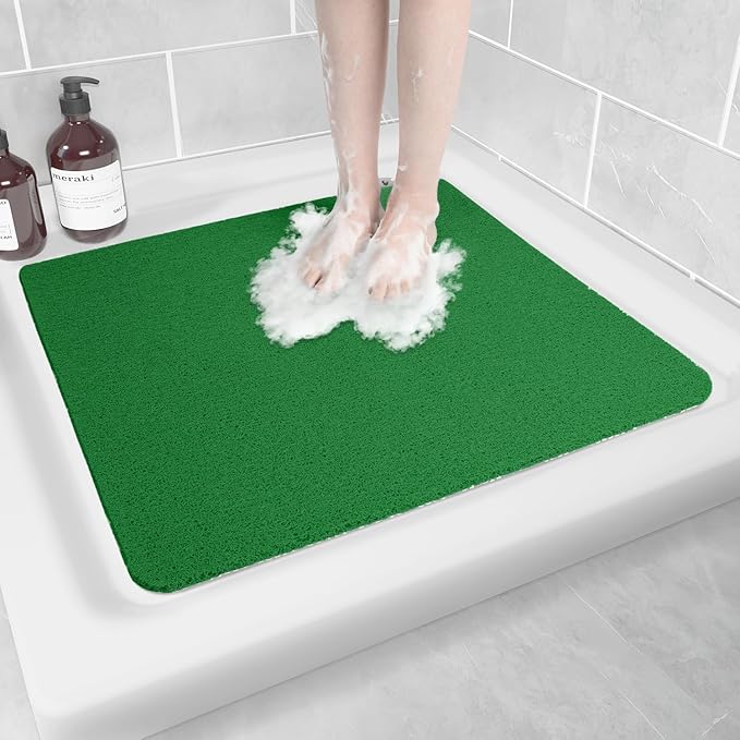 Hargiis Non-Slip Bathtub Mat, Anti Slip Shower Mat, Fast Drying Bathtub Mats, Foot Scrubber Mat, Anti Slip Mat for Tub, Floor, Bathroom, Kitchen, Home, Hotel (Dark Green 24"×24")