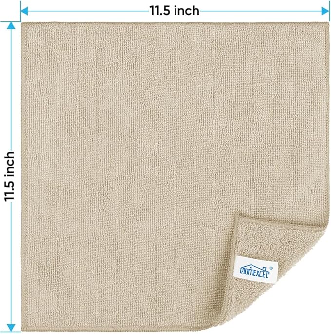 HOMEXCEL Brown Microfiber Cleaning Cloth, 12 Pack Premium Microfiber Towels for Cars, Lint Free, Scratch-Free, Highly Absorbent, Reusable Cleaning Rags for Car, Household, Kitchen, Window, 11.5"X11.5"