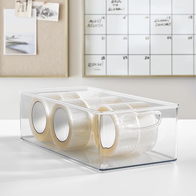 iDesign Stackable Storage Bin - Organizer Bin for Kitchen and Pantry, Clear, Made in USA