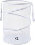 Mesh Popup Laundry Hamper 115L Collapsible Laundry Basket Extra Large Capacity Foldable Clothing Storage Basket with Handles No Lid 26 H x 18 W x 18 L (White)