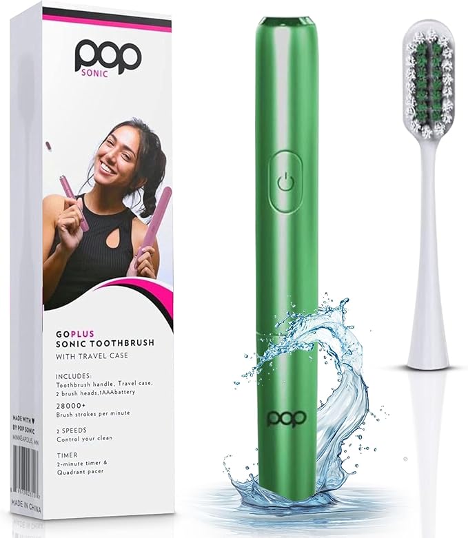 Go Plus Sonic Toothbrushes for Adults w/Electric Toothbrush Case - Electric Toothbrush for Adults & Kids - Sonic Toothbrush w/ 2 Speeds - 18000-24000 Vibrations Per Minute (Emerald Green)