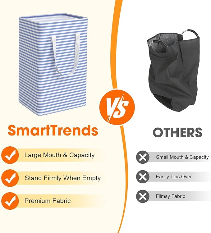 3 Pack Large Laundry Basket,Waterproof & Freestanding Laundry Hamper,Collapsible Clothes Hampers with Easy Carry Long & Reinforced Handles in Bathroom,College Dorm(100Lx3,Blue)