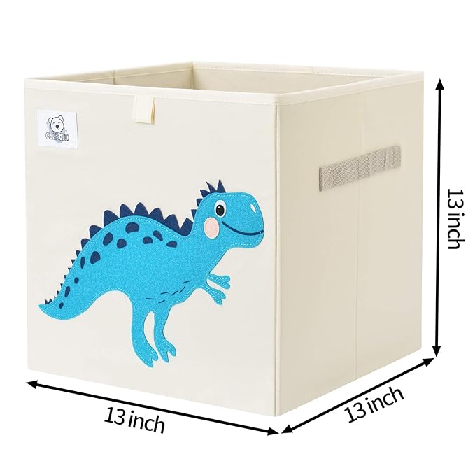 CLCROBD Foldable Animal Cube Storage Bins Fabric Toy Box/Chest/Organizer for Toddler/Kids Nursery, Playroom, 13 inch (Dino T-Rex)