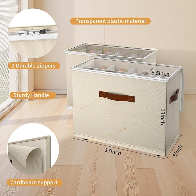 2 Pack Shoe storage Organizer for closet with wheels,17''(L)×8.5''(W)×13''(H) Shoe boxes with premium waterproof material，Adjustable Dividers Fits 16 Pairs,shoe Storage Bins with Reinforced Handle