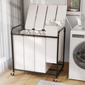 4-Compartment Laundry Cart with Lockable Wheels & Lid 180L Large Wheeled Laundry Basket Heavy-Duty Sorting Organizer for Laundry Room (White)