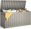 Outdoor Storage Box, 75 Gallon Waterproof Resin Deck Box, Storage Bin for Package Delivery, Patio Furniture Cushion, Garden Tools, Pool Accessories, Weatherproof and UV Resistant, Grey
