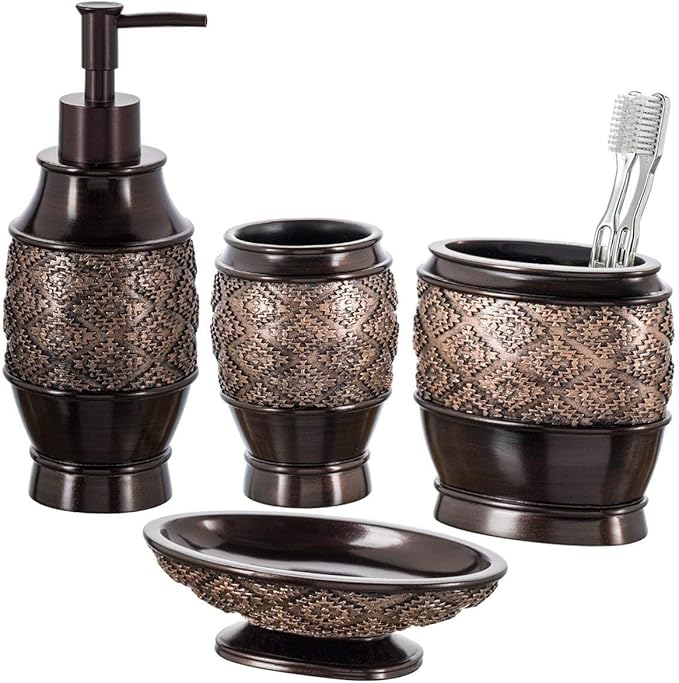 Creative Scents Dublin Brown Soap Dispenser for Bathroom - Decorative Lotion Dispenser with Durable Matching Pump for Countertop - Modern Liquid Soap Dispenser Holds 8 Oz.