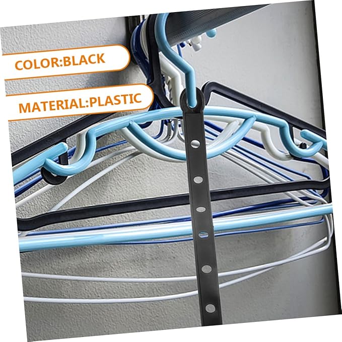 10 pcs Plastic Hanger Display Strips for Clothing Stores Space Saving Hanger Connectors Classic Black Plastic Strips for Organizing and Displaying Clothes Multipurpose and Sturdy