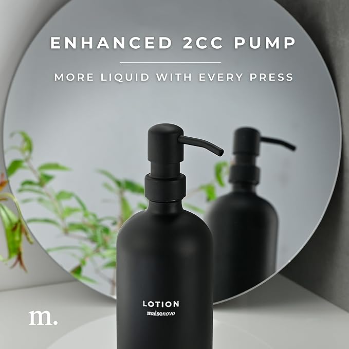 MaisoNovo Soap Dispenser 1-Piece Set | 16.9oz Black Bottles with Black Plastic Pumps