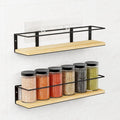 Spice Rack, Self-Adhesive or drilling, Rustic Style Hanging Spice Rack, Spice Organization for Cabinet Door or Wall Mount, Over The Stove, Kitchen Wall, 2-Pack, Wood Color