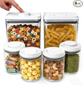 Airtight Pop Top Food Storage Container Sets with Lids 6Pcs Round Rectangle Pop Containers for Kitchen Pantry Organization BPA-Free Stackable Kitchen Storage for Cereal Flour Sugar 0.6qt *4, 3.6qt *2