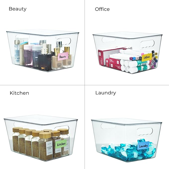 Clear Stackable Storage Bins, Plastic Toy Organizers and Storage with Lids, Toy Bins for Kids Organizer, Storage Container for Organizing for Playroom, Toy Storage Organizer Holds Toys (10)