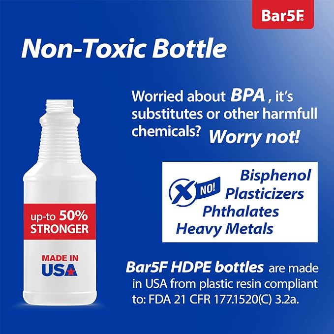 Bar5F Plastic Spray Bottles 2 Pack, 16 Oz, All-Purpose, Empty for Chemical and Cleaning Solutions, Adjustable Head Sprayer Fine to Stream (Pack of 4 (Red))