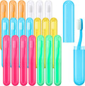LemonRoad 40 Pcs Travel Toothbrush Holder Sets 20 Disposable Toothbrush Individually Wrapped 20 Portable Tooth Brush Case Covers with Ventilation Holes for Travel, Home, Camping, Hotel(Candy)